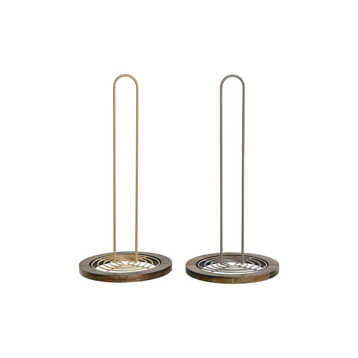 Køkkenrulleholder Home Esprit Beige Grå Mørkebrun Metal Gummitræ Enheder
