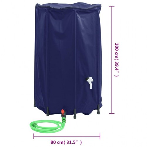 Sammenfoldelig vandtank med hane 500 l - blå PVC