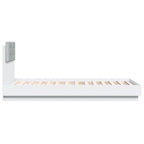 Sengeramme med sengegavl og LED-lys 90 x 190 cm - hvid