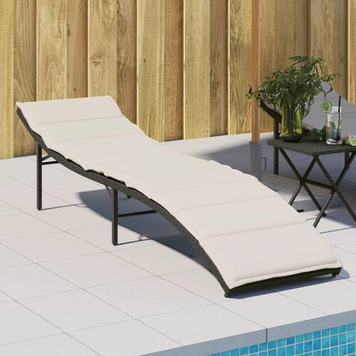 Liggestol med hynde 55x199x50 cm polyrattan sort