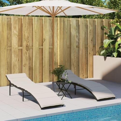 Liggestol med hynde 55x199x50 cm polyrattan sort