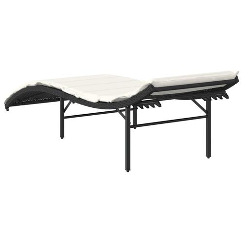 Liggestol med hynde 55x199x50 cm polyrattan sort