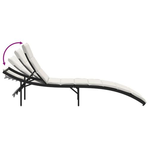 Liggestol med hynde 55x199x50 cm polyrattan sort