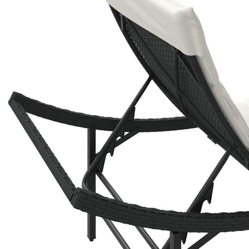 Liggestol med hynde 55x199x50 cm polyrattan sort