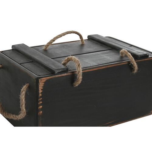 Opbevaringsbokse Home ESPRIT Sort Gran 38 x 24 x 20 cm 3 Dele