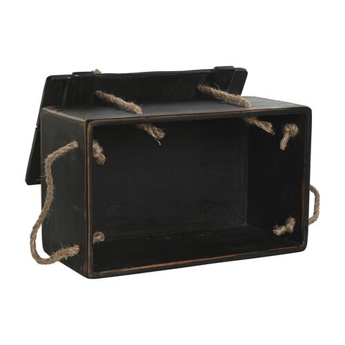 Opbevaringsbokse Home ESPRIT Sort Gran 38 x 24 x 20 cm 3 Dele