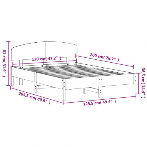 Sengeramme uden madras 120x200 cm massivt fyrretræ