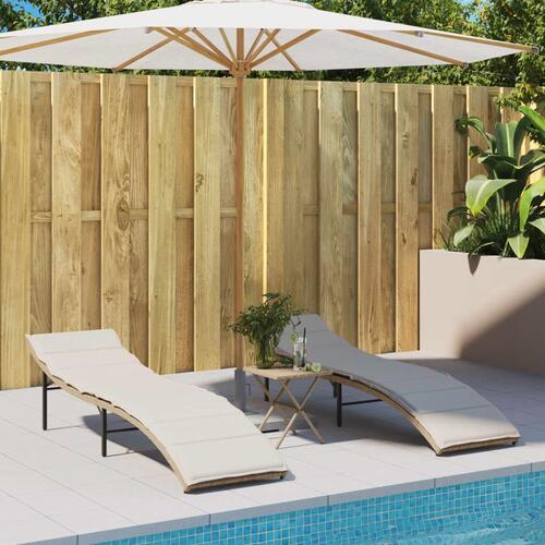 Liggestole 2 stk. med bord polyrattan beige