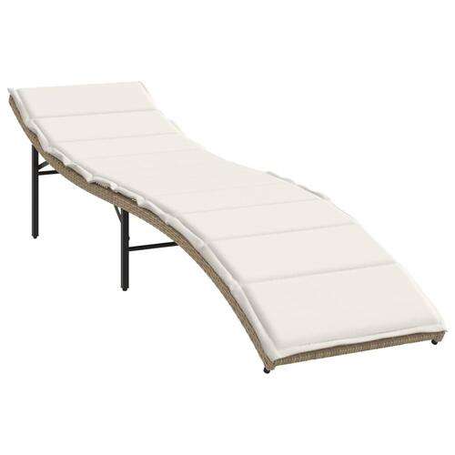 Liggestole 2 stk. med bord polyrattan beige