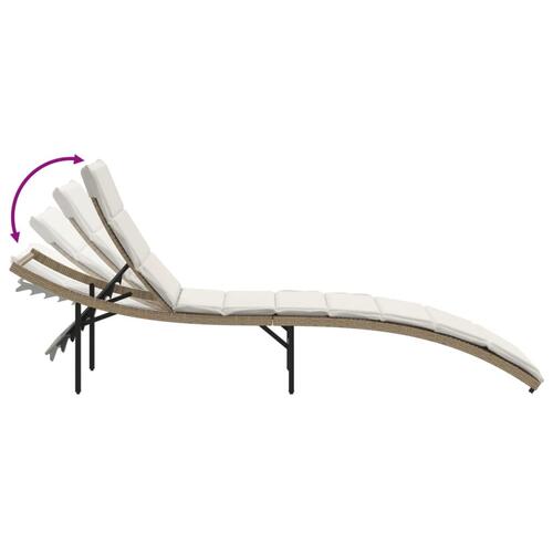 Liggestole 2 stk. med bord polyrattan beige