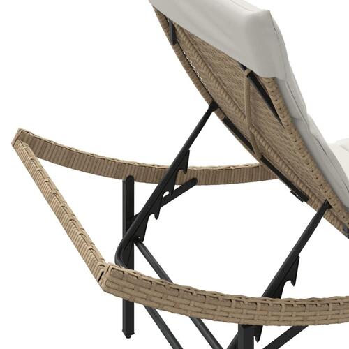 Liggestole 2 stk. med bord polyrattan beige