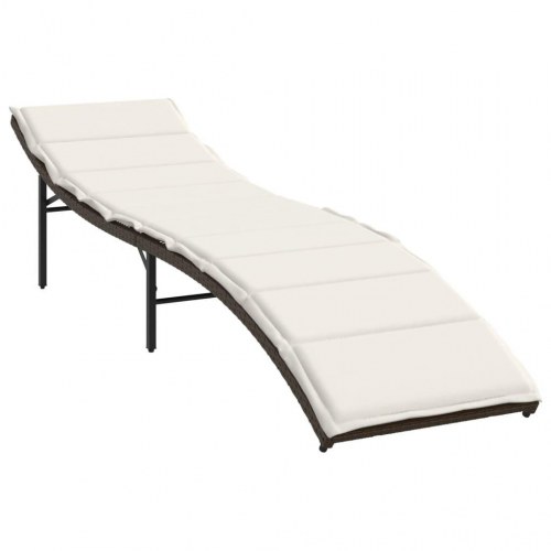 Liggestole 2 stk. med bord i polyrattan - brun
