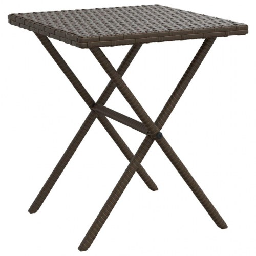 Liggestole 2 stk. med bord i polyrattan - brun