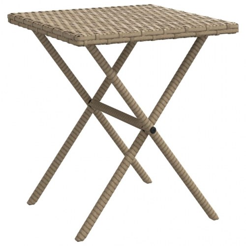 Liggestole sæt med bord i polyrattan - beige, 2 stk. med hynder