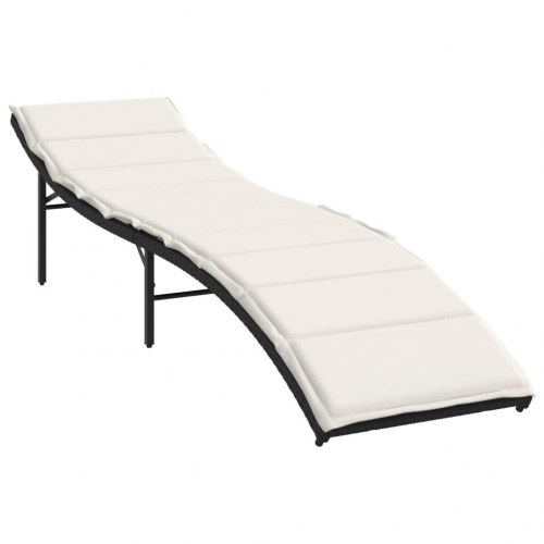 Liggestole 2 stk. med bord polyrattan sort