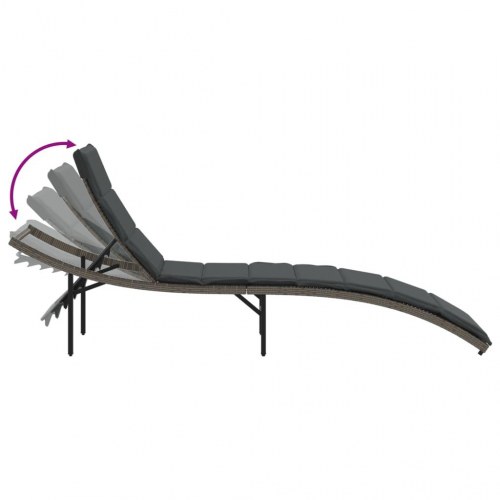 Solsenge 2 stk. med bord i polyrattan - grå