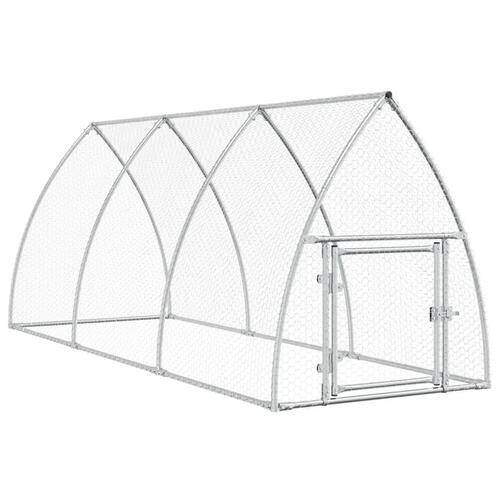 Hønsehus 300x105x120 cm galvaniseret stål sølvfarvet