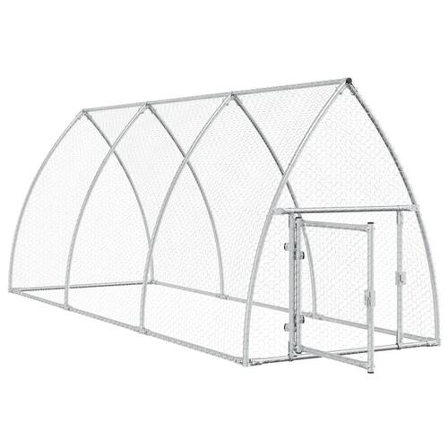 Hønsehus 300x105x120 cm galvaniseret stål sølvfarvet