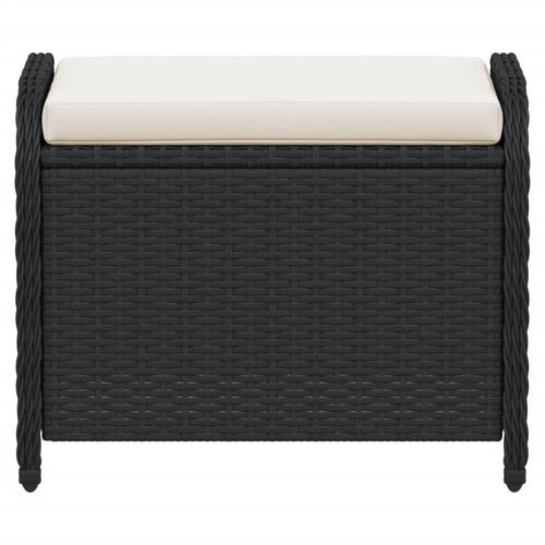 Haveskammel med hynde 58x46x46 cm polyrattan sort
