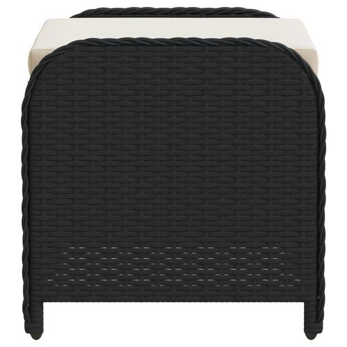 Haveskammel med hynde 58x46x46 cm polyrattan sort