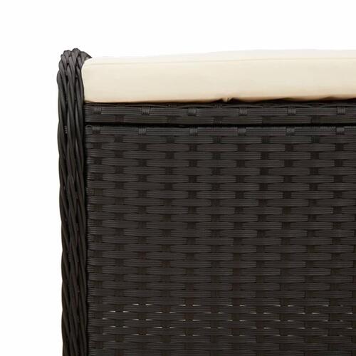 Haveskammel med hynde 58x46x46 cm polyrattan sort
