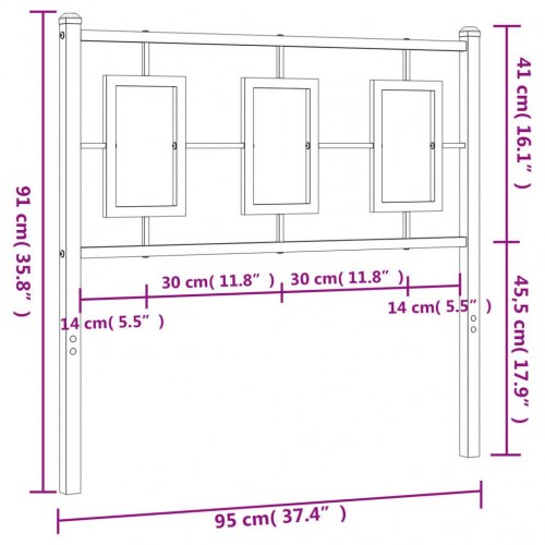 Sengegavl 90 cm metal hvid