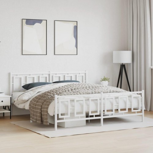 Sengeramme med sengegavl og fodgærde 183 x 213 cm - hvid