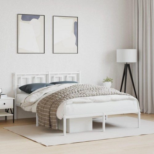Sengeramme med sengegavl 135 x 190 cm - hvid
