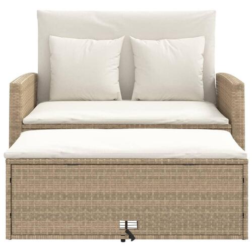 2-personers havesofa med hynder polyrattan beige