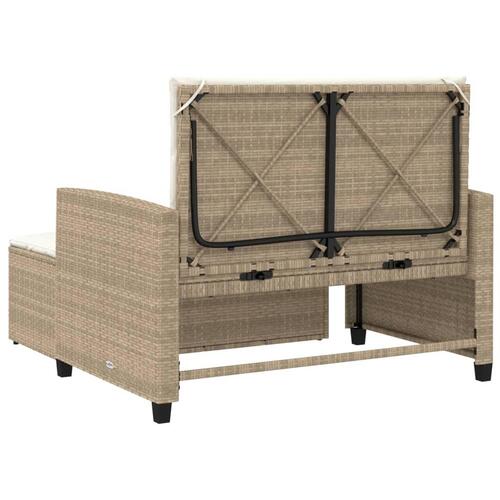 2-personers havesofa med hynder polyrattan beige