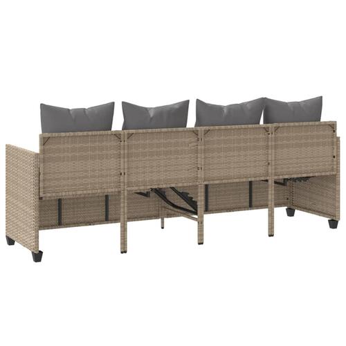Loungesofa med hynder polyrattan beige