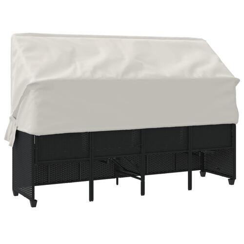 Loungesofa med baldakin og hynder polyrattan sort