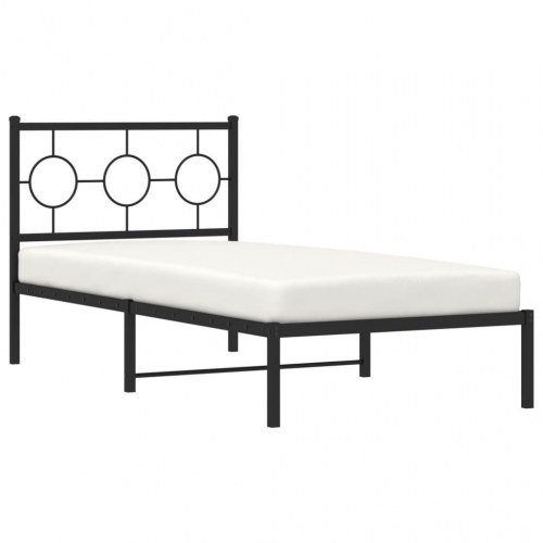 Sengeramme med sengegavl 90x190 cm metal sort