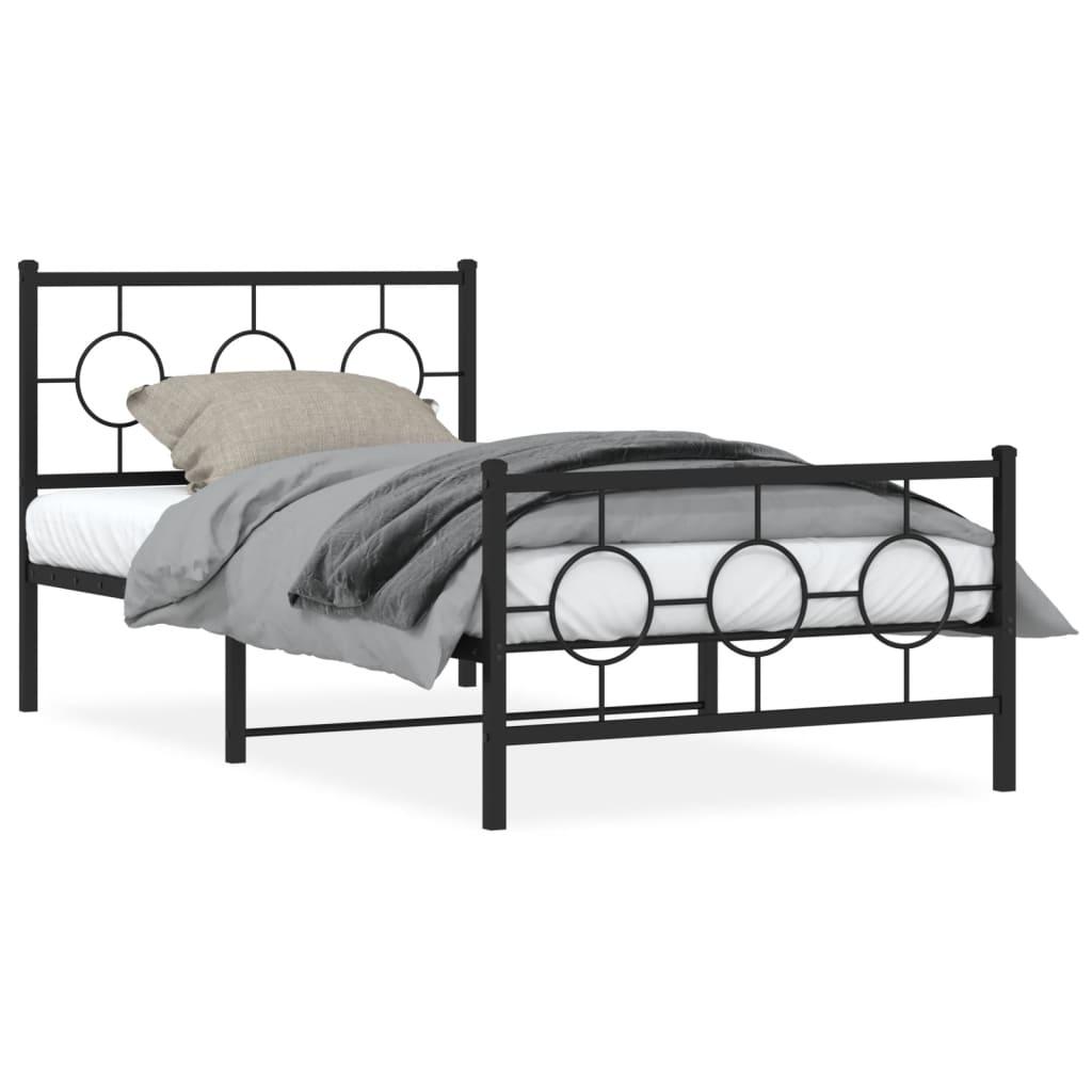 Sengeramme Med Sengegavl Og Fodgærde Metal - Sort / med hovedgærde og fodgærde / 100 x 200 cm