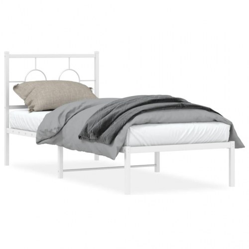 Sengeramme med sengegavl 80x200 cm metal hvid