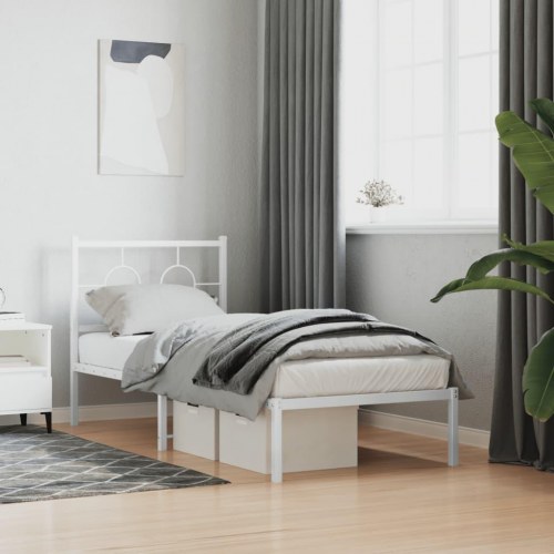 Sengeramme med sengegavl 80x200 cm metal hvid