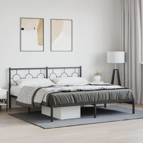 Sengeramme med sengegavl 180 x 200 cm - sort