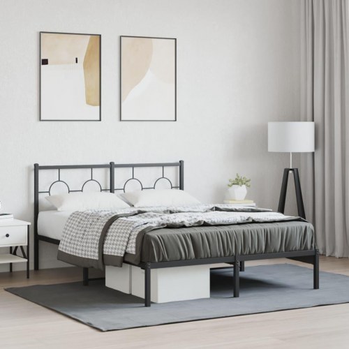 Sengeramme med sengegavl 140 x 190 cm - sort