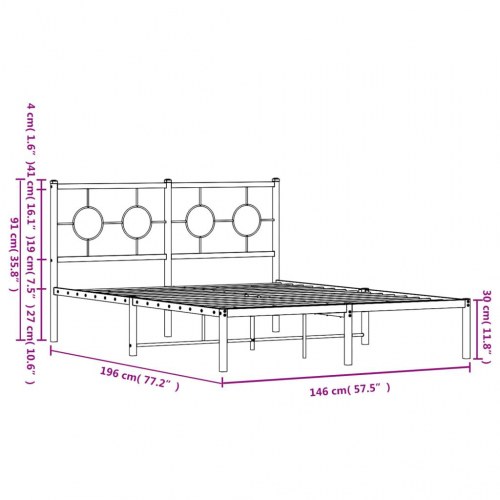 Sengeramme med sengegavl 140 x 190 cm - sort