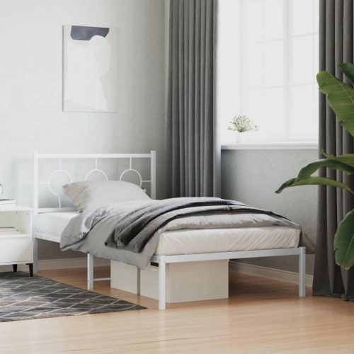 Sengeramme med sengegavl 100 x 200 cm - hvid