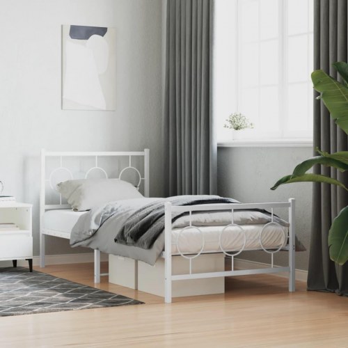 Sengeramme med sengegavl og fodgærde 90 x 190 cm - hvid