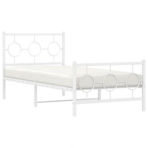Sengeramme med sengegavl og fodgærde 90 x 190 cm - hvid
