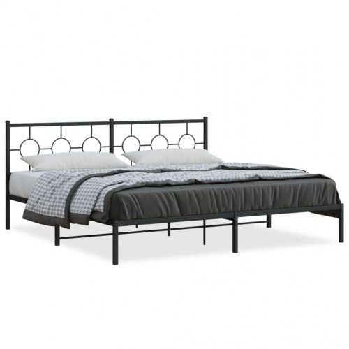Sengeramme med sengegavl 193 x 203 cm - sort