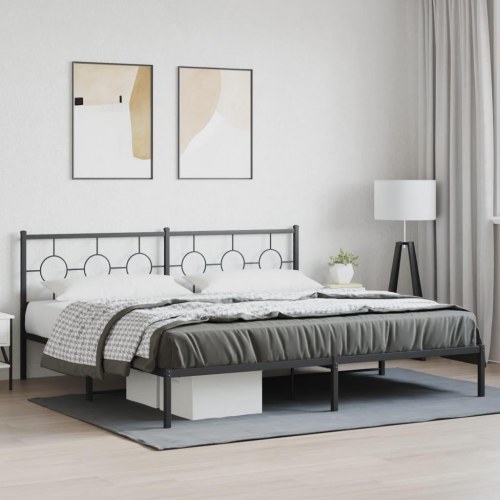 Sengeramme med sengegavl 193 x 203 cm - sort