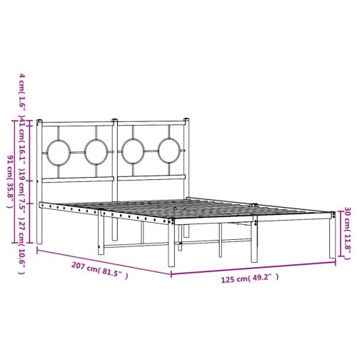 Sengeramme med sengegavl 120x200 cm metal sort