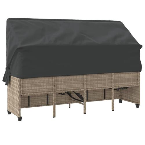 Loungesofa med baldakin og hynder polyrattan lysegrå