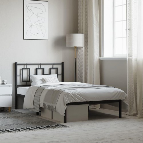 Sengeramme med sengegavl 100 x 190 cm - sort