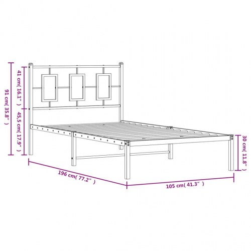 Sengeramme med sengegavl 100 x 190 cm - sort