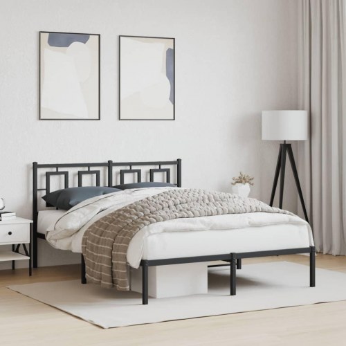 Sengeramme med sengegavl 140×200 cm - metal, sort