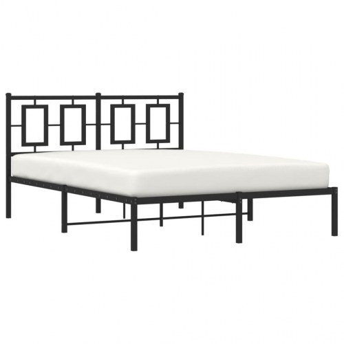 Sengeramme med sengegavl 140×200 cm - metal, sort